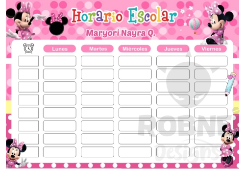 Minnie Mouse Horario Escolar